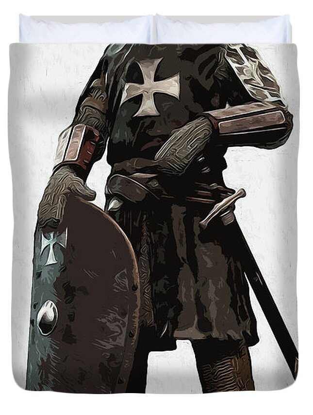 Medieval Infantry Duvet Cover featuring the painting Medieval Warrior - 06 by AM FineArtPrints