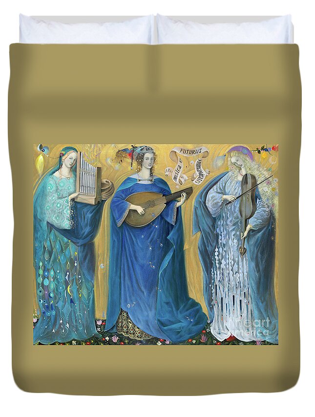 Holy Trinity Duvet Cover featuring the painting Meditations on the Holy Trinity After the music of Olivier Messiaen, by Annael Anelia Pavlova