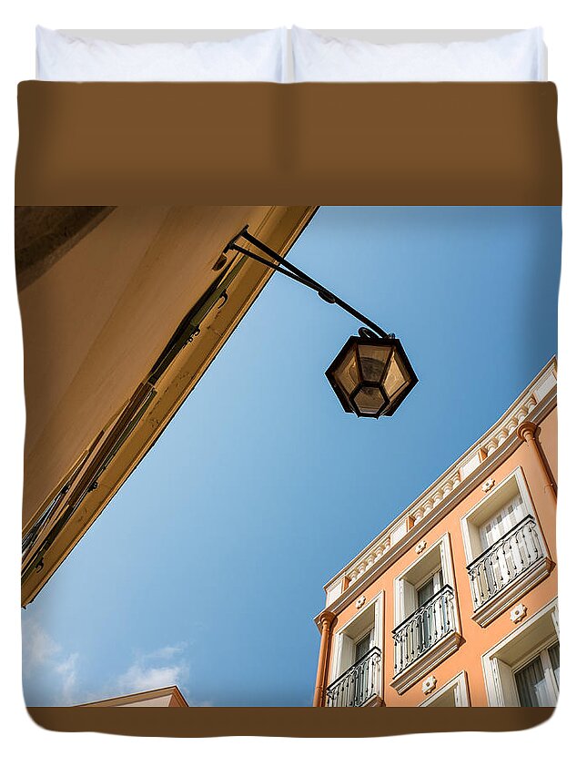 Lamp Duvet Cover featuring the photograph Mediterranean Lamp by Nigel R Bell