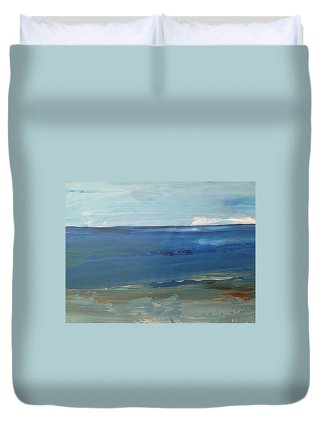 Seascape Duvet Cover featuring the painting Mediterraneo by Norma Duch
