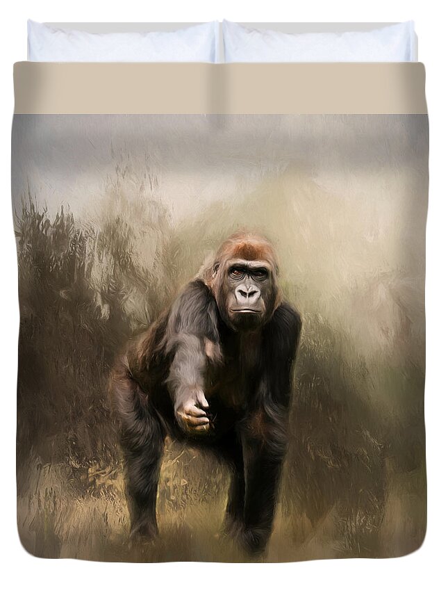 Gorilla Duvet Cover featuring the photograph Meet Kwame by Kim Hojnacki