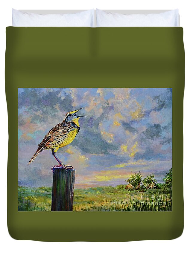 Palms Duvet Cover featuring the painting Melancholy Song by AnnaJo Vahle