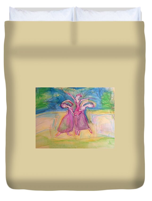 Ballet Duvet Cover featuring the painting Mellow Moments by Judith Desrosiers