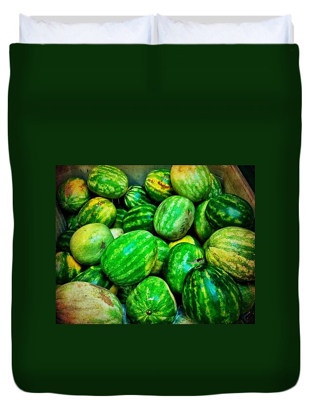 Produce Store Duvet Cover featuring the photograph Melones -Zandia by Carlos Avila