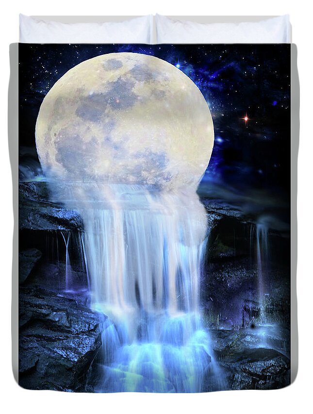 Moon Duvet Cover featuring the digital art Melted moon by Lilia D