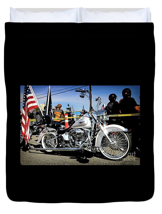 Transportation Duvet Cover featuring the photograph Memorial Day Harley by Gus McCrea