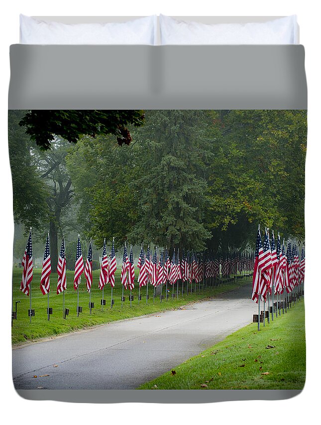 Memorial Day Duvet Cover featuring the photograph Memorial Flags by Kevin Cable