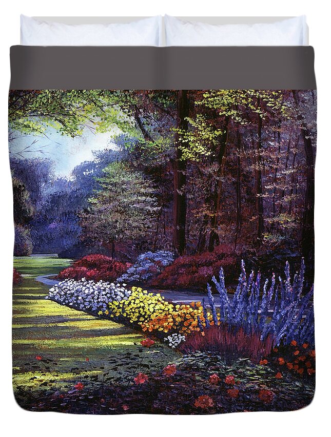Gardens Duvet Cover featuring the painting Memories Of Beacon Hill Park by David Lloyd Glover