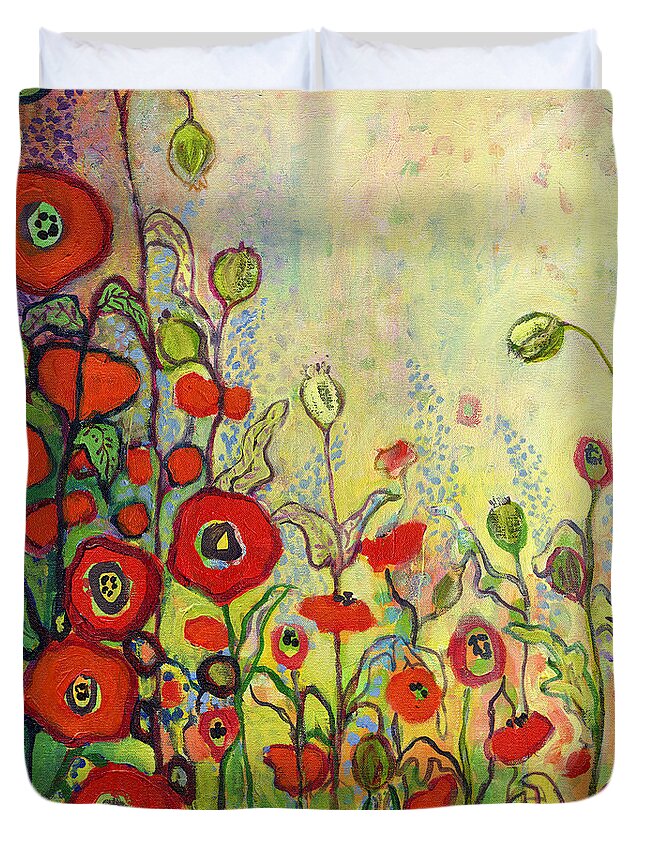 Poppy Duvet Cover featuring the painting Memories of Grandmother's Garden by Jennifer Lommers