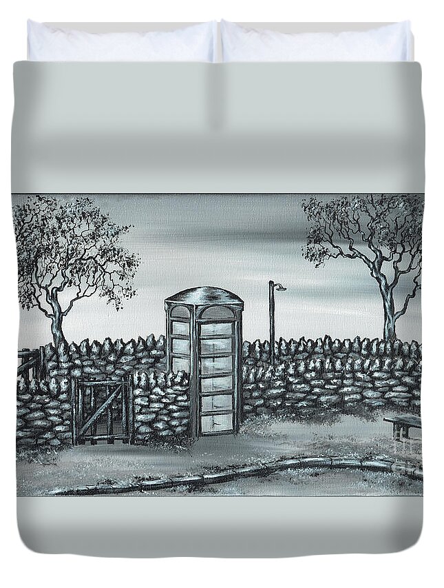 Phone Box Duvet Cover featuring the painting Memory Box by Kenneth Clarke