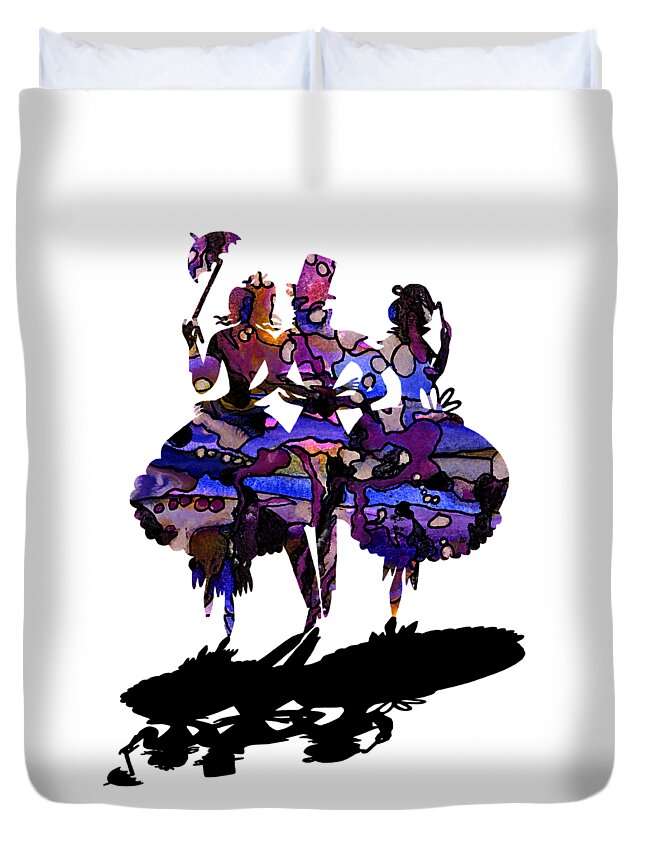 Menage A Trois Duvet Cover featuring the digital art Menage a Trois on Transparent Background by Barbara St Jean