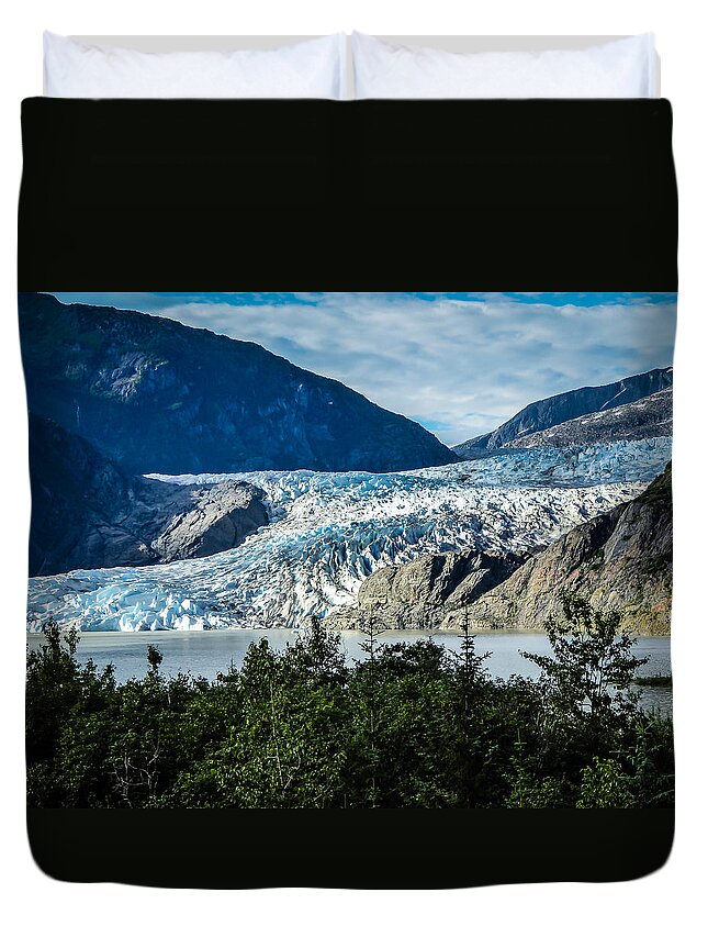 Alaska Duvet Cover featuring the photograph Mendenhall Glacier by Pamela Newcomb