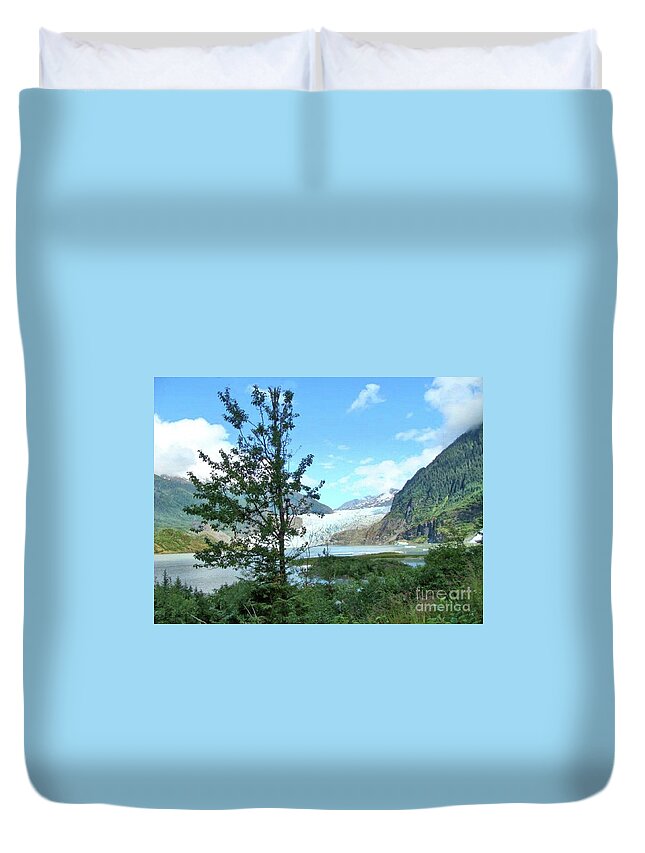 Mendenhall Duvet Cover featuring the photograph Mendenhall Glacier View from Path by Janette Boyd