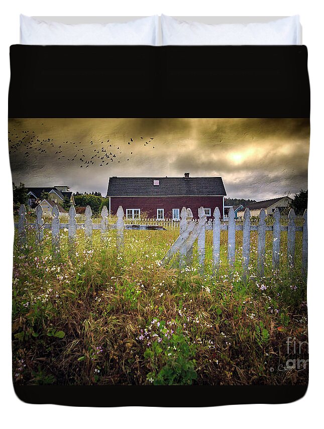 American Duvet Cover featuring the photograph Mendocino Red Barn by Craig J Satterlee
