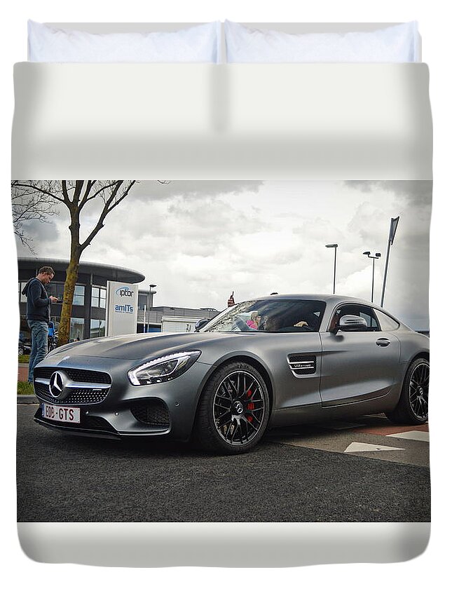 Mercedes Duvet Cover featuring the photograph Mercedes AMG GTS by Sportscars OfBelgium