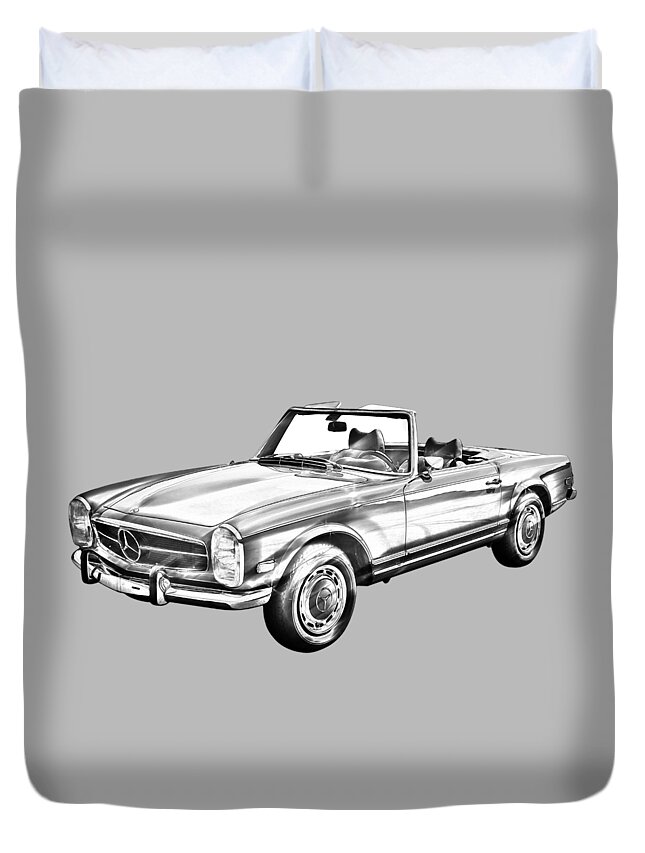 Mercedes Benz 280 Duvet Cover featuring the photograph Mercedes Benz 280 SL Convertible Illustration by Keith Webber Jr