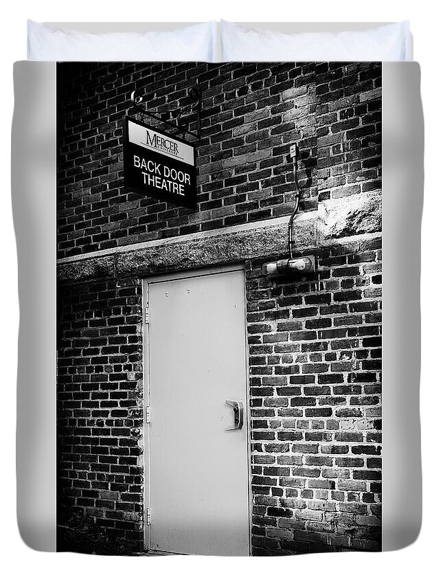 Mercer University Duvet Cover featuring the photograph Mercer Back Door Theatre by Stephen Stookey