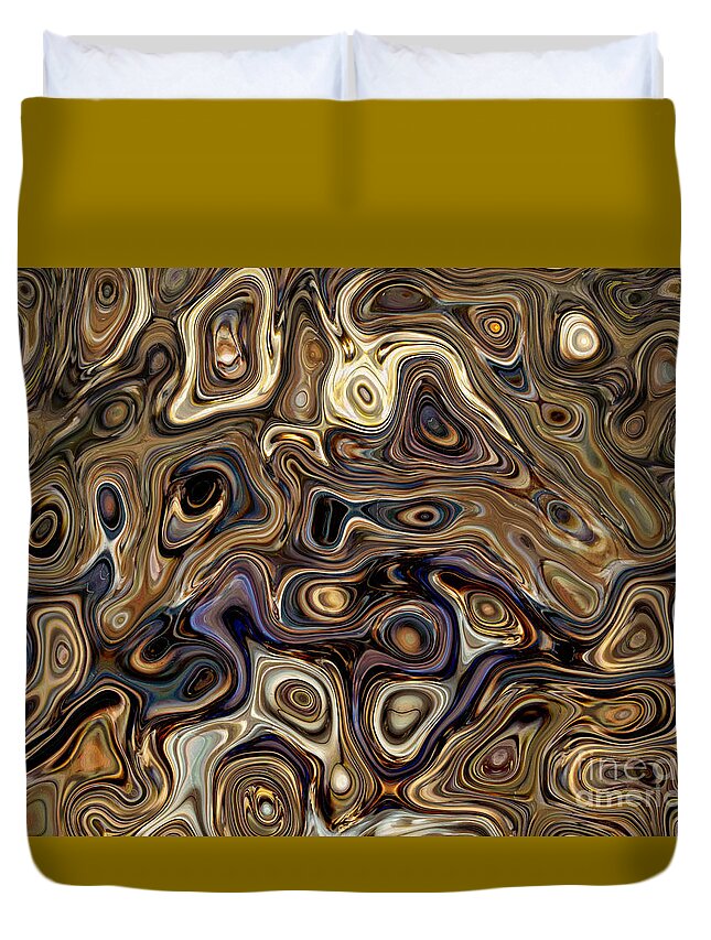 Abstract Duvet Cover featuring the mixed media Mercury and Gold abstract by Jolanta Anna Karolska