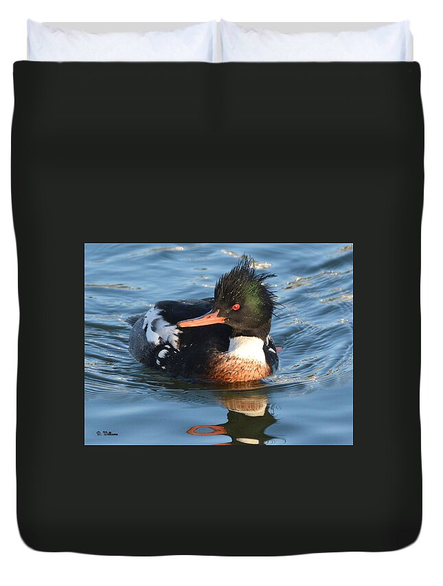 Red-breasted Merganser Duvet Cover featuring the photograph Merganser Profile by Dan Williams
