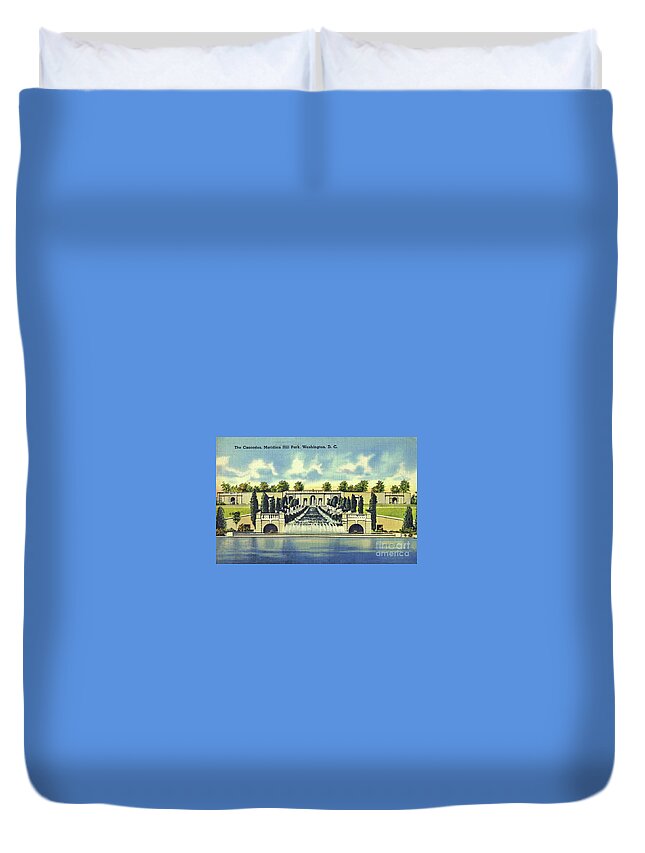 Vintage Duvet Cover featuring the mixed media Meridian Hill Park by Jost Houk