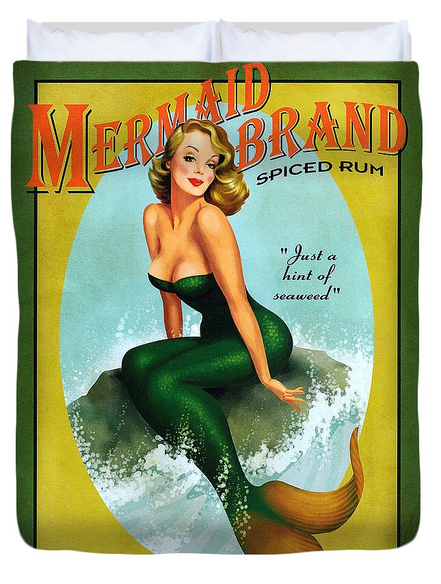 Mermaid Spiced Rum Duvet Cover featuring the photograph Mermaid Spiced Rum by Jon Neidert