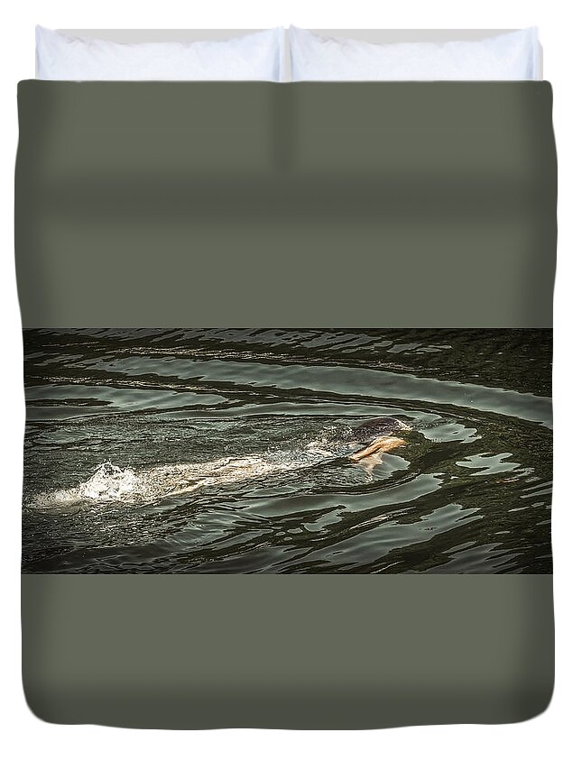 Mermaid Duvet Cover featuring the photograph Mermaid Swimming by David Kay