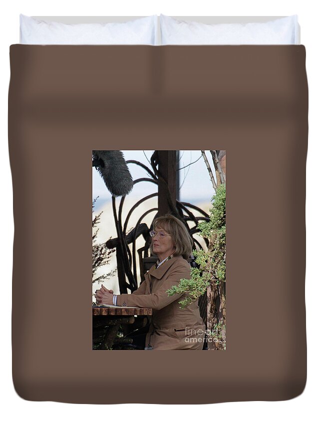 Meryl Streep Duvet Cover featuring the photograph Actress Meryl Streep as Mary Louise on site of Big Little Lies April 2018  by Monterey County Historical Society