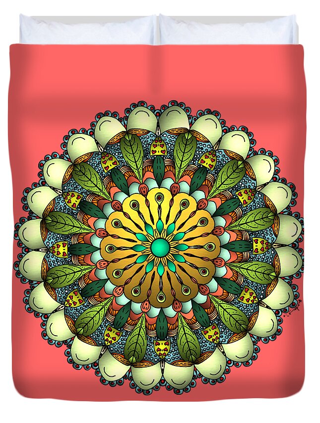 Mandala Duvet Cover featuring the digital art Metallic Mandala by Becky Herrera