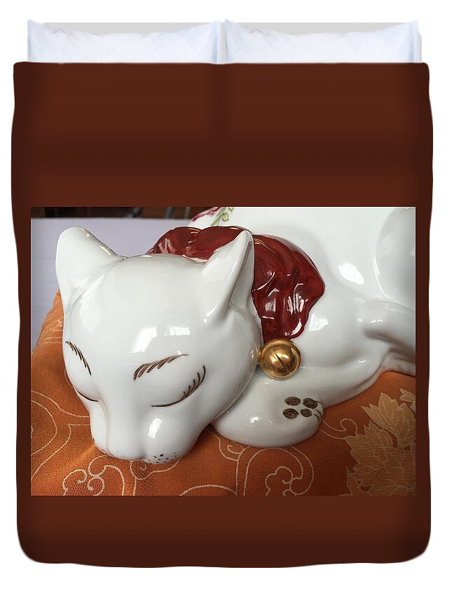 Cat Duvet Cover featuring the photograph mew by Nagae Fumie