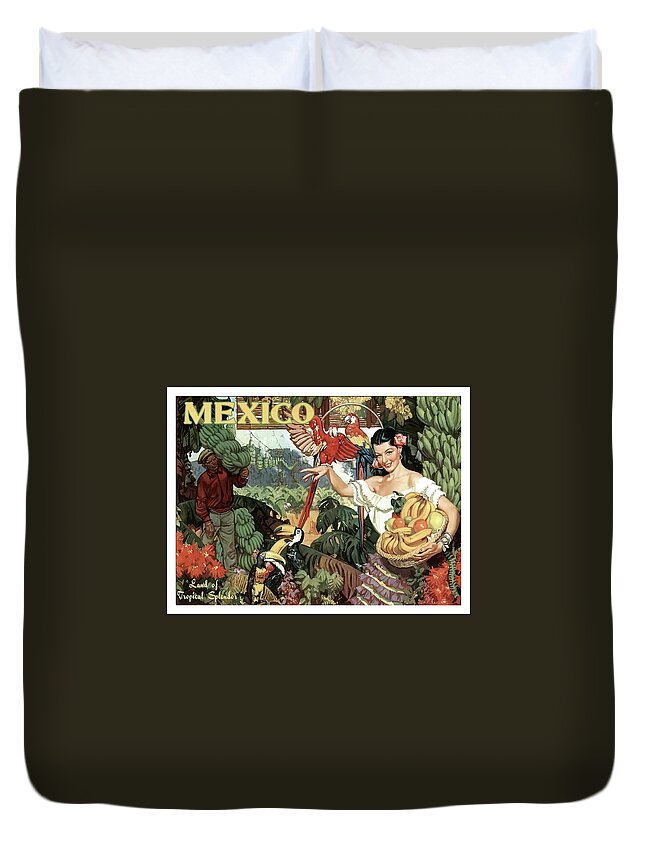 Mexico Duvet Cover featuring the painting Mexico, woman with bananas by Long Shot
