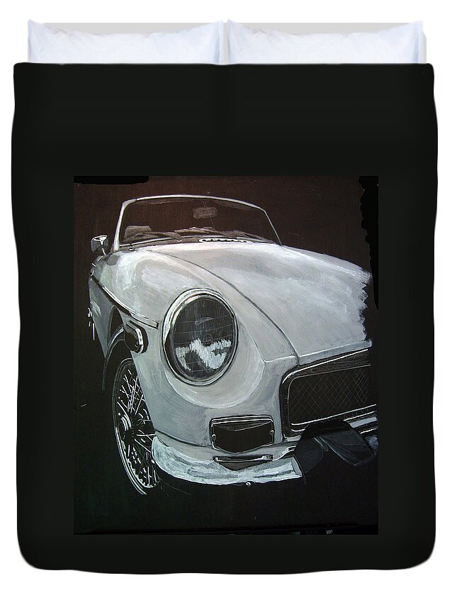 Mgb Duvet Cover featuring the painting MGB by Richard Le Page