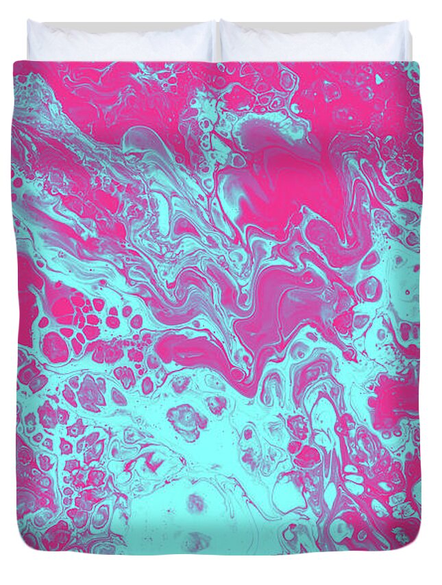 Fluid Duvet Cover featuring the painting Miami Vibes by Jennifer Walsh