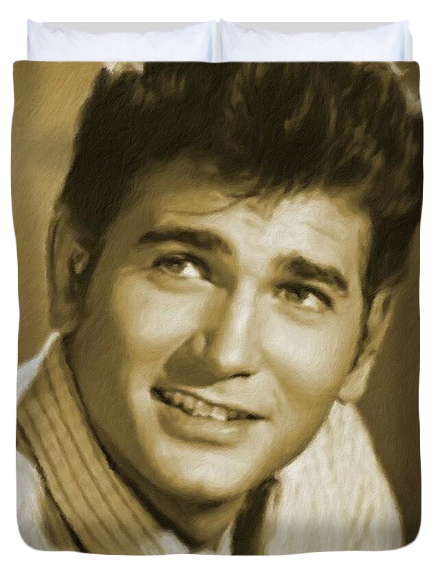 Michael Duvet Cover featuring the painting Michael Landon, Actor by Esoterica Art Agency