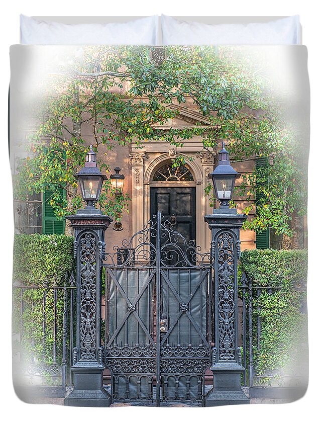 Charleston Duvet Cover featuring the photograph Mickell Jenkins Home Grand Entrance by Dale Powell