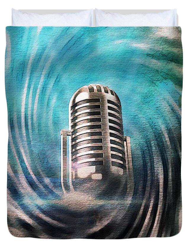 Mic Duvet Cover featuring the photograph Microphone 19 by Jean Francois Gil