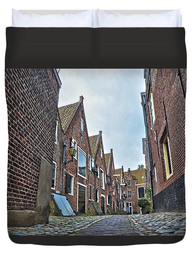 Alley Duvet Cover featuring the photograph Middelburg Alley by Frans Blok