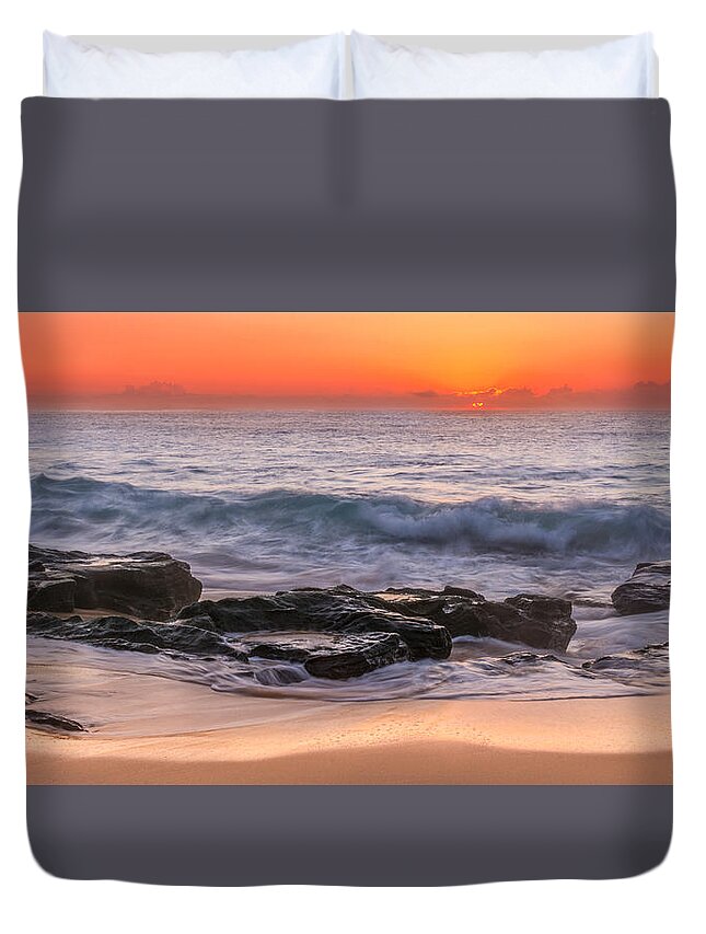 Middle Beach Duvet Cover featuring the photograph Middle Beach Sunrise by Racheal Christian
