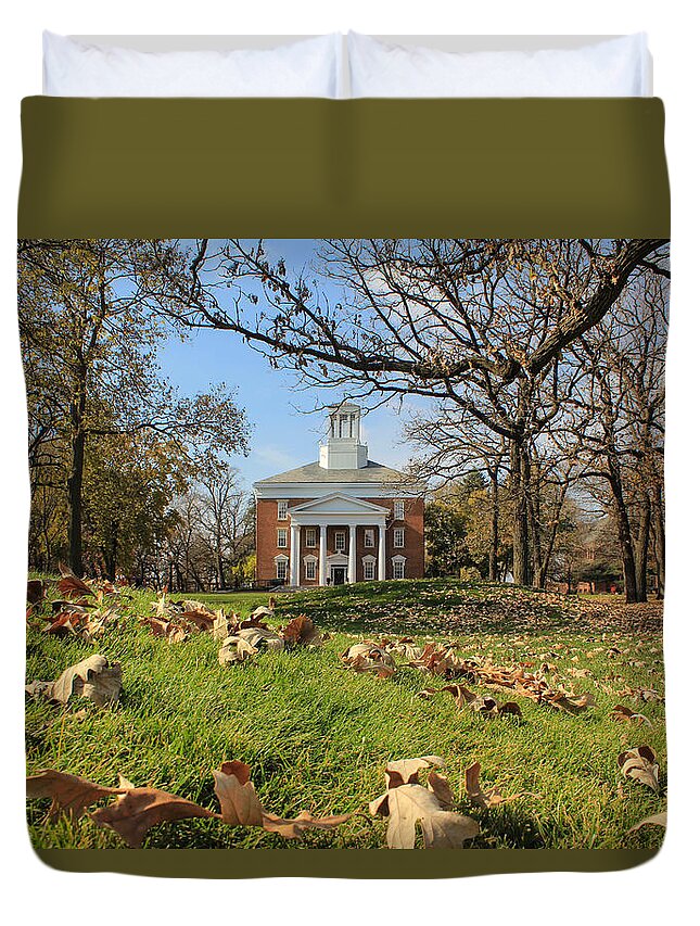 Middle Duvet Cover featuring the photograph Middle College on an Autumn Day by Viviana Nadowski