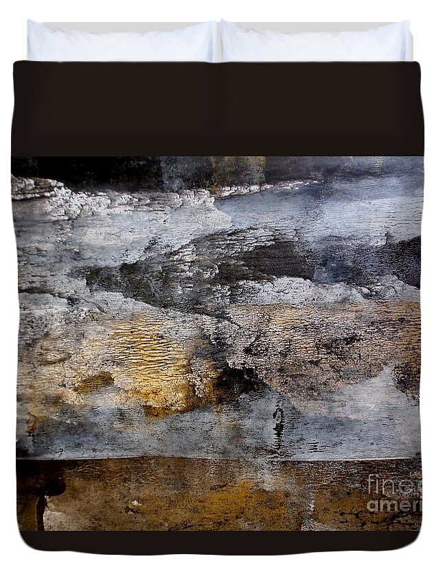Abstract Ink And Acrylic Painting Duvet Cover featuring the painting Middle Earth by Nancy Kane Chapman