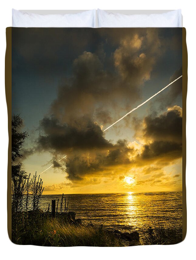 Coast Duvet Cover featuring the photograph Middle of Summer Sunrise by Chris Bordeleau