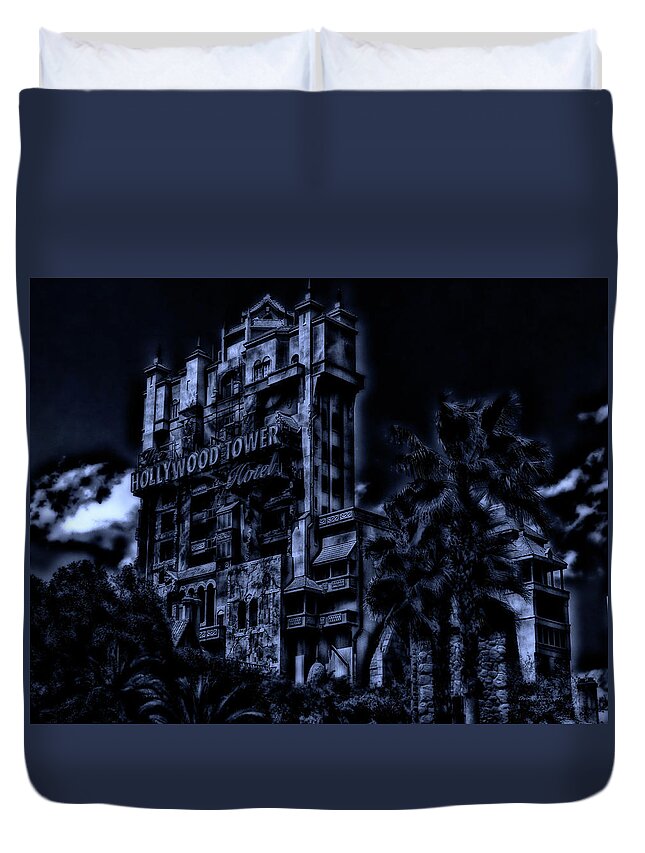 Tower Of Terror Duvet Cover featuring the photograph MidNight At The Tower of Terror MP by Thomas Woolworth
