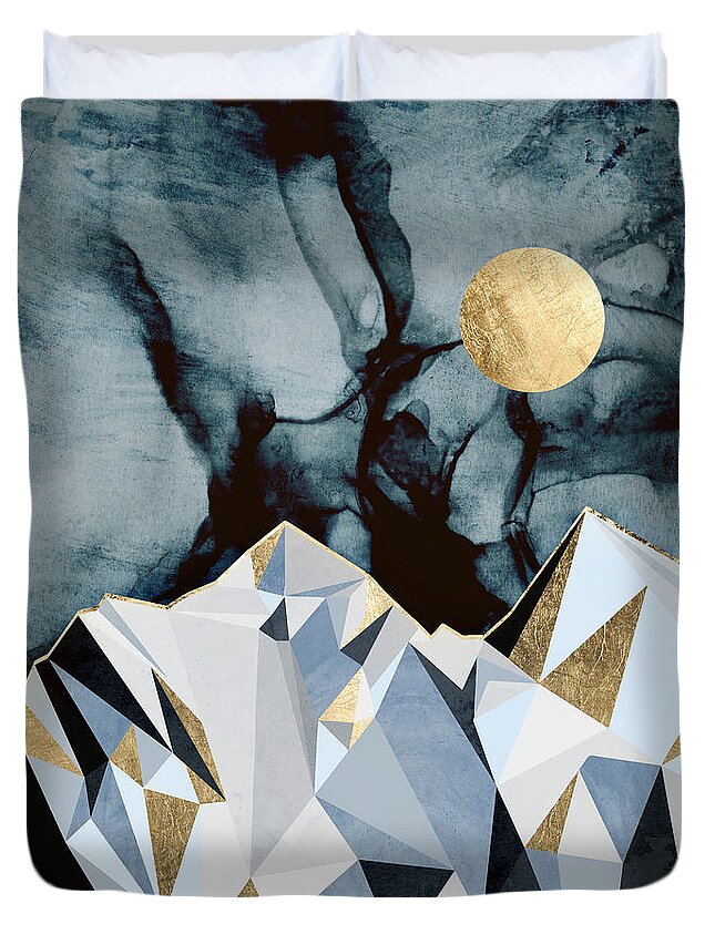 Digital Duvet Cover featuring the digital art Midnight Peaks by Spacefrog Designs