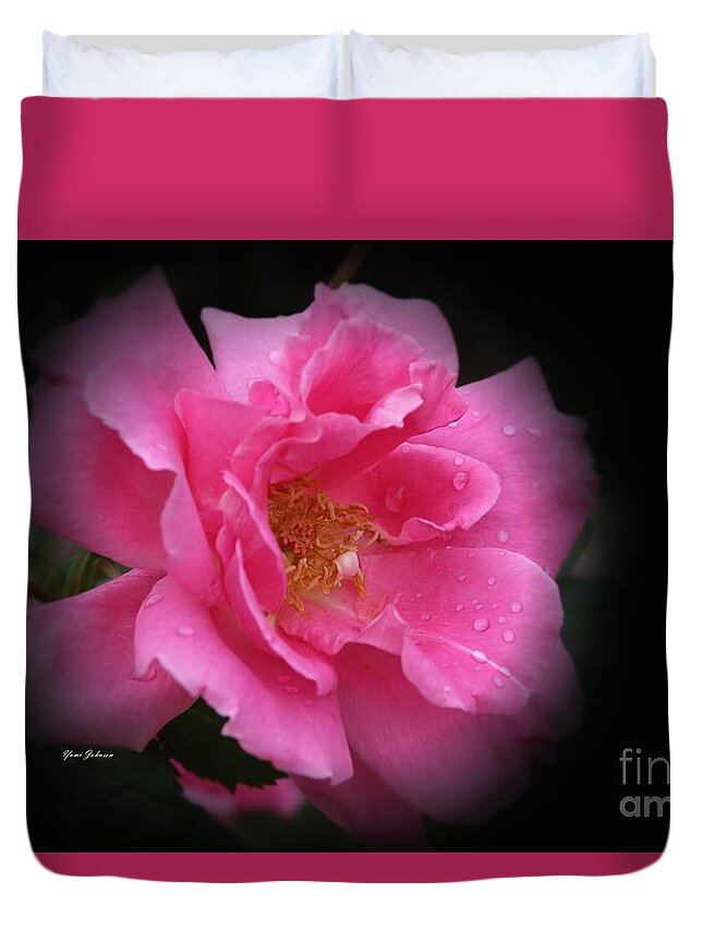 Rose Duvet Cover featuring the photograph Midnight Rose by Yumi Johnson