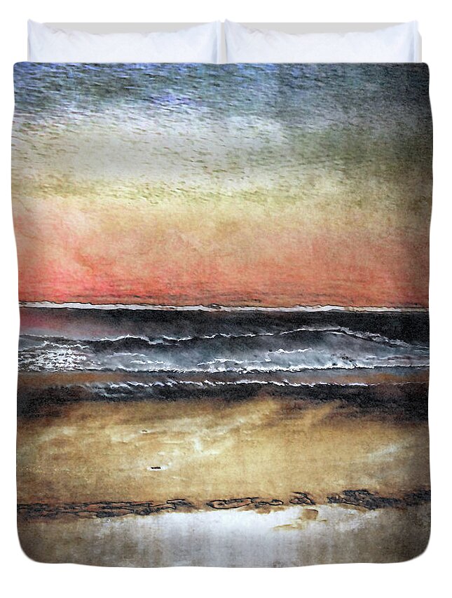 Seascape Duvet Cover featuring the digital art Midnight Sands Gloucester by Sand And Chi