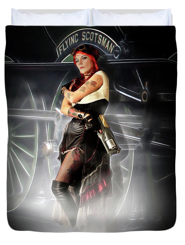 Steam Punk Duvet Cover featuring the photograph Midnight Train by Jon Volden