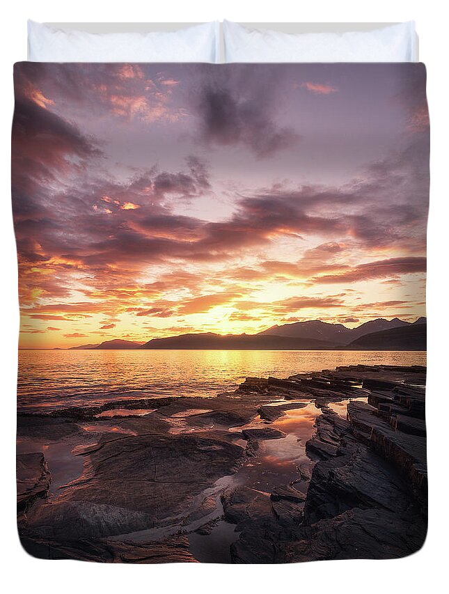 Midnightsun Duvet Cover featuring the photograph Midnightsun Madness by Tor-Ivar Naess