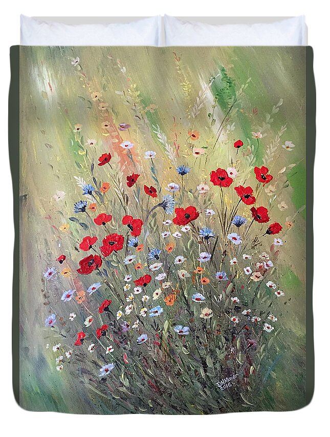 Poppies Painting Duvet Cover featuring the painting Midsummer Poppies by Dorothy Maier