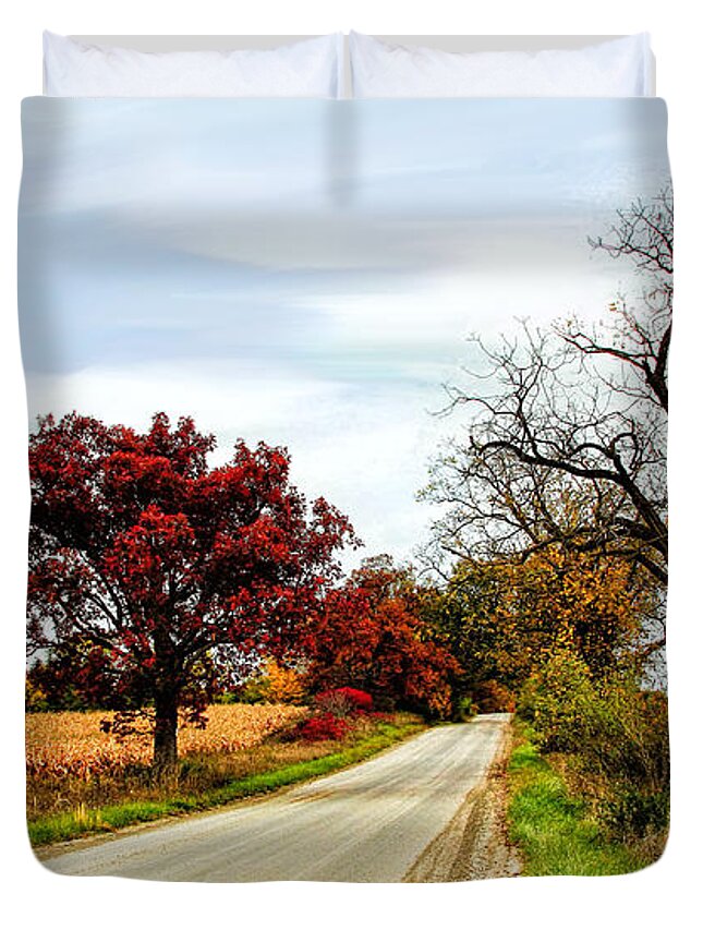 Roads Duvet Cover featuring the photograph Midwest Autumn by Pat Cook