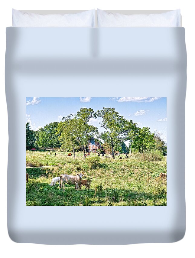 Cows Duvet Cover featuring the photograph Midwest Cattle Ranch by Scott Hansen