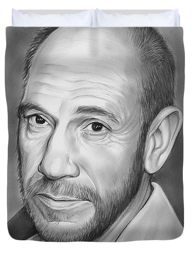 Miguel Ferrer Duvet Cover featuring the drawing Miguel Jose Ferrer by Greg Joens